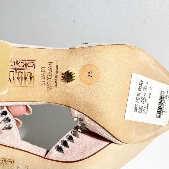 Stuart Weitzman Gemcut XCurve 85 in Suede Ballet Pink size 7 - Picture 7 of 7